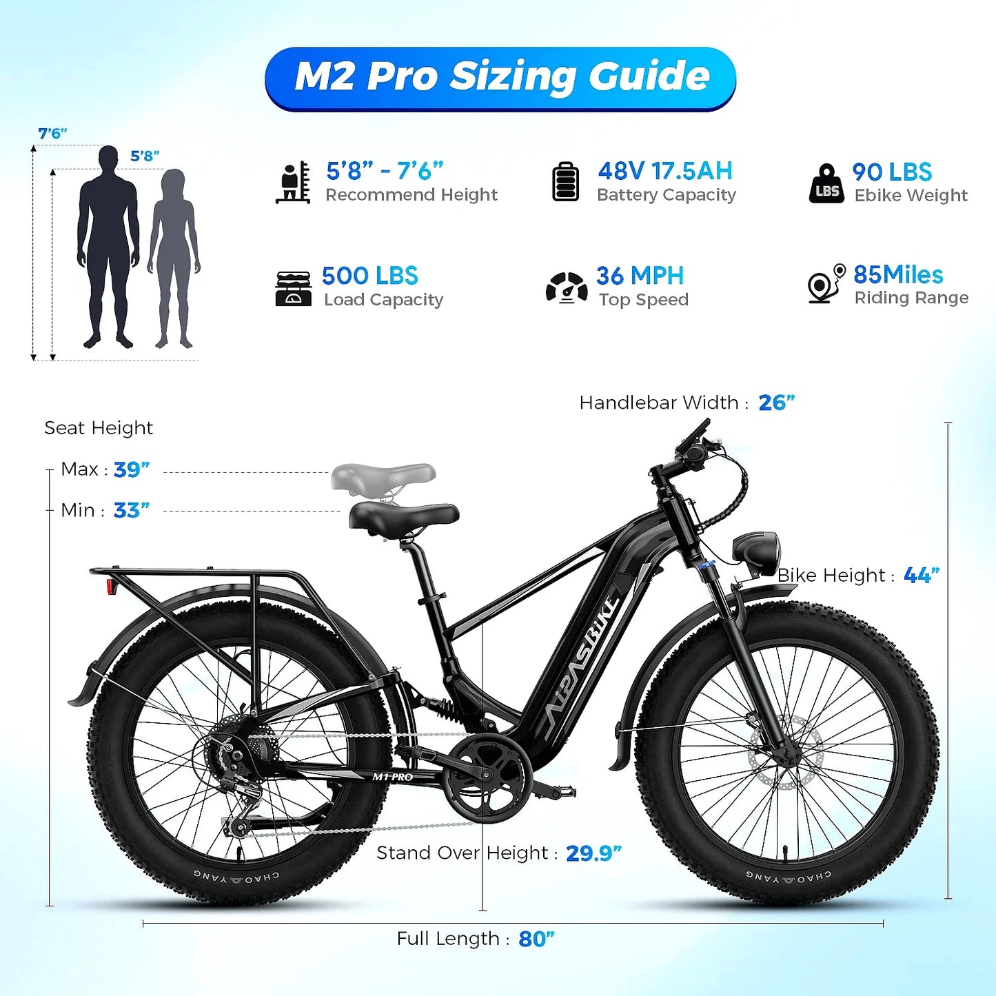 Aipas M2 Pro Electric Fat Tire Mountain Bike